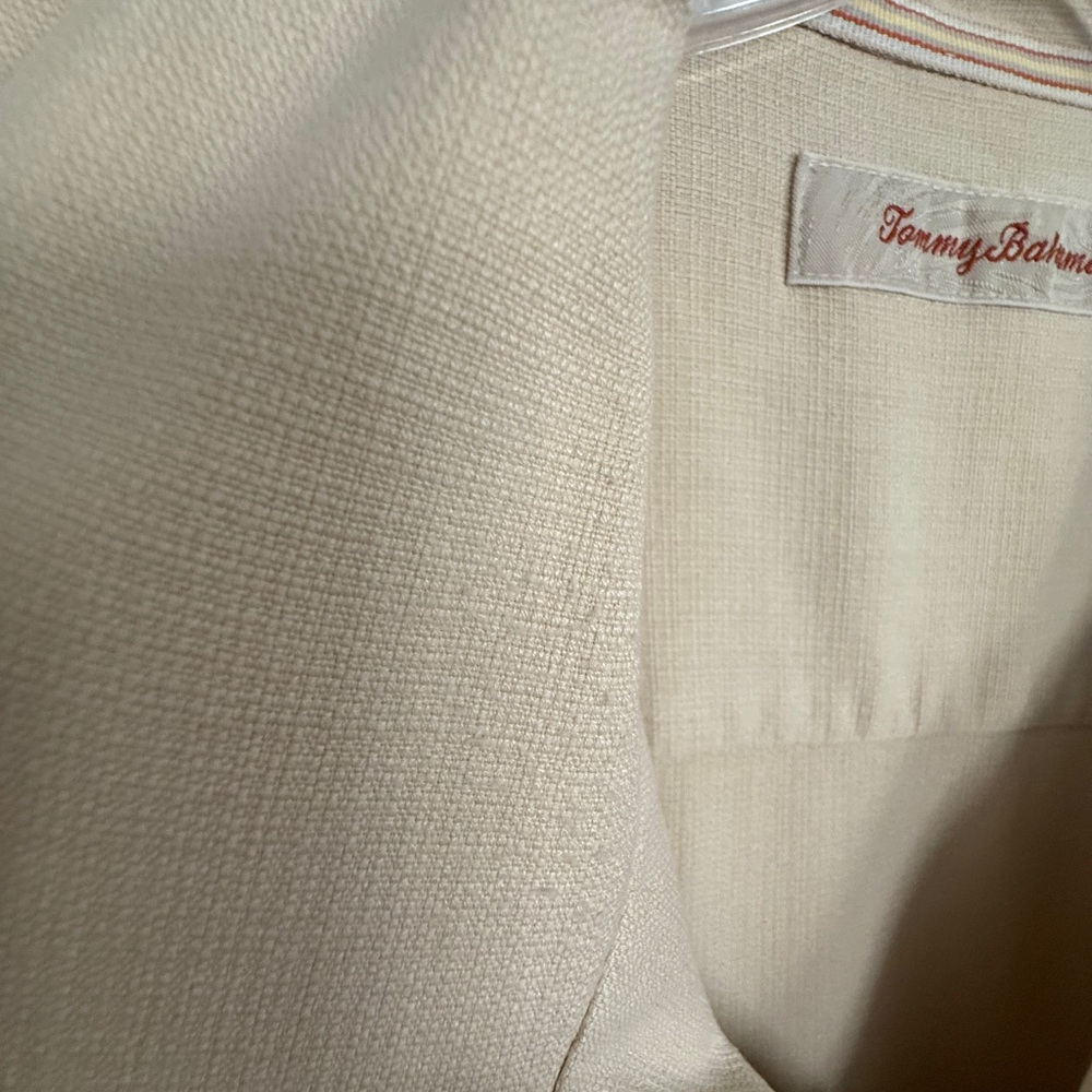 Tommy Bahama Tan Button-down embroidered Silk Shirt, Men’s L - Picture 8 of 9